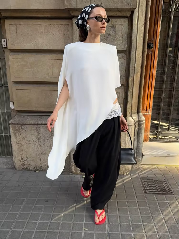 Tossy mode blanc Satin débardeur pour femmes à manches courtes en vrac solide élégant trajet automne 2025 vêtements