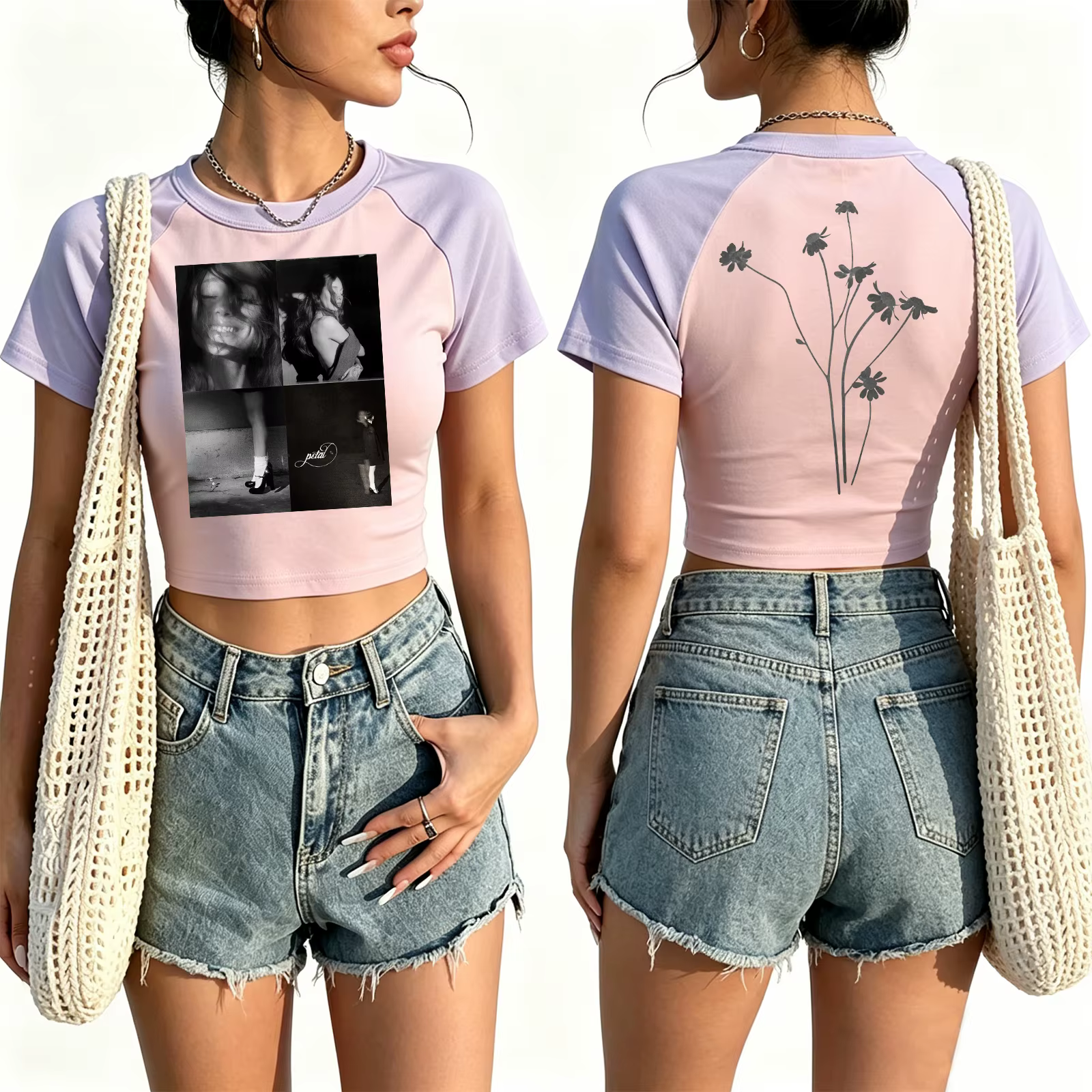 T-shirt Crop Top Ariana Grande Petal Album pour Filles et Femmes