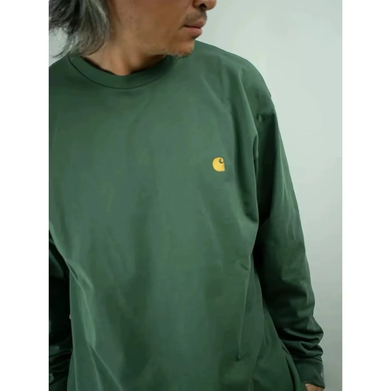 T-shirt à manches longues style basique avec logo brodé