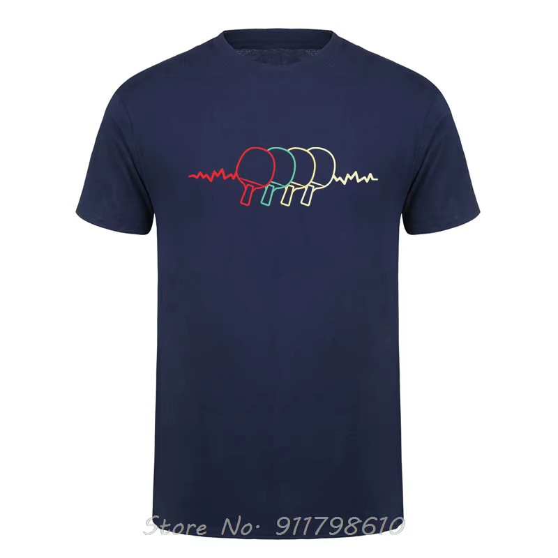 Battement de coeur coton T-shirt été unisexe hauts t-shirts Tennis de Table surdimensionné