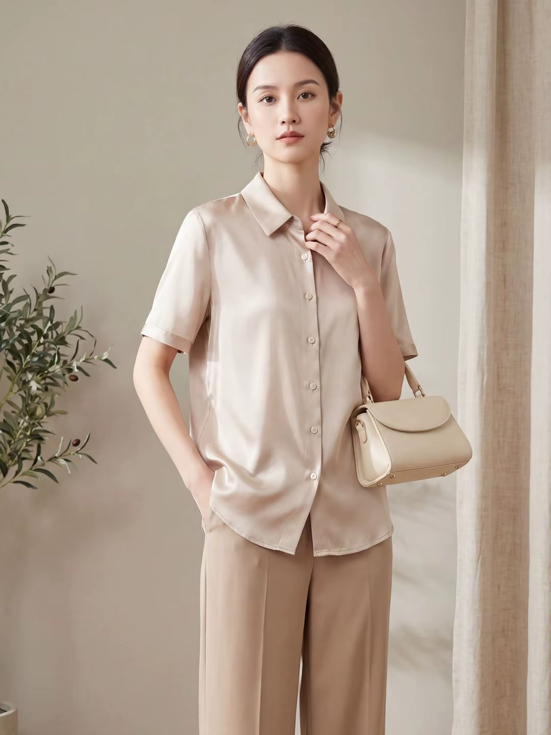 T-Shirt en soie de mûrier chemise à manches courtes pour femmes nouvelle