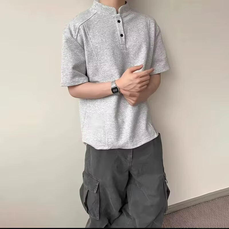 Polo à manches courtes col Henley style américain pour homme – Nouvelle collection été 2026 – T-shirt Cleanfit