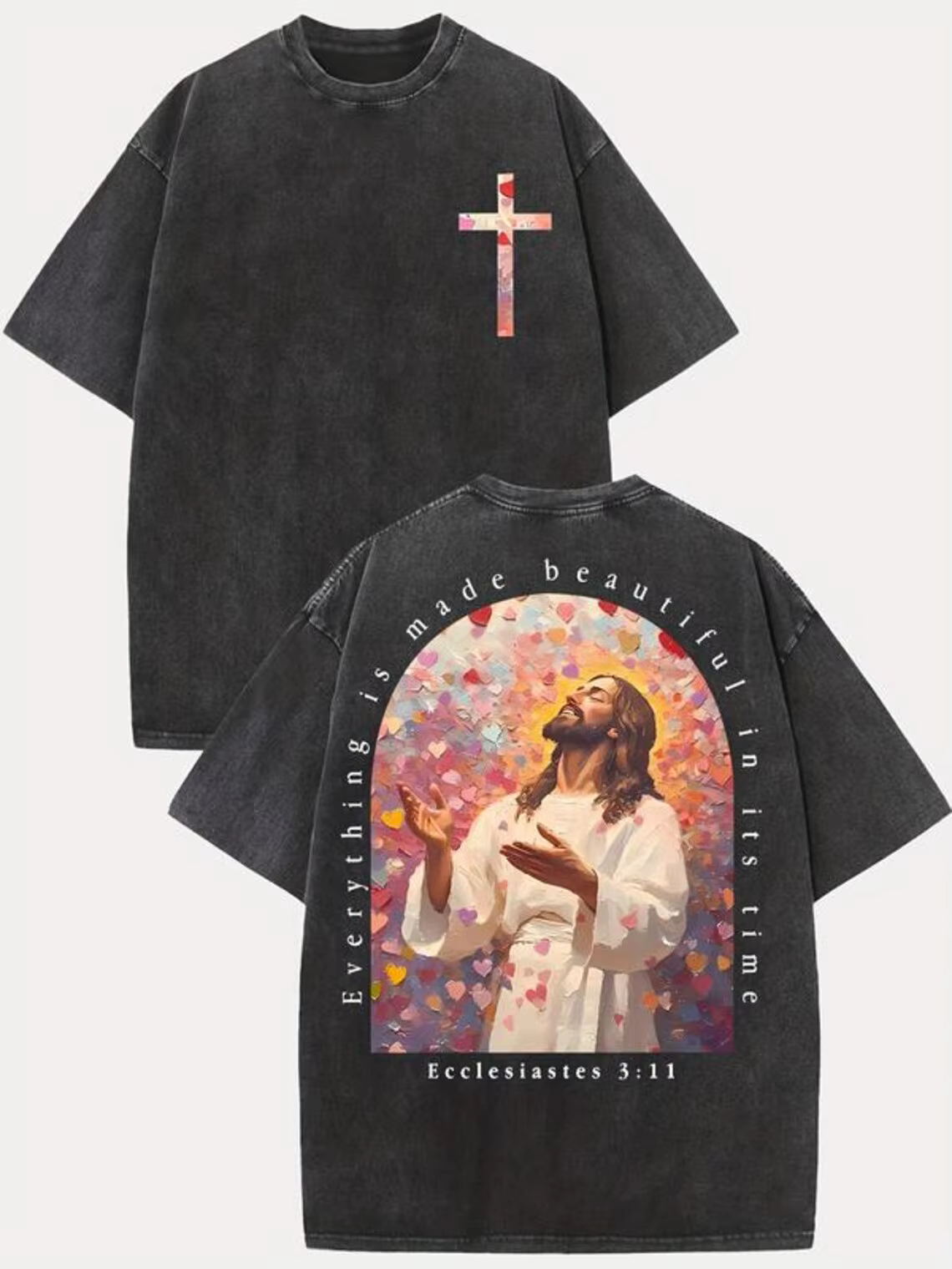 T-shirt Jésus avec imprimé croix chrétienne