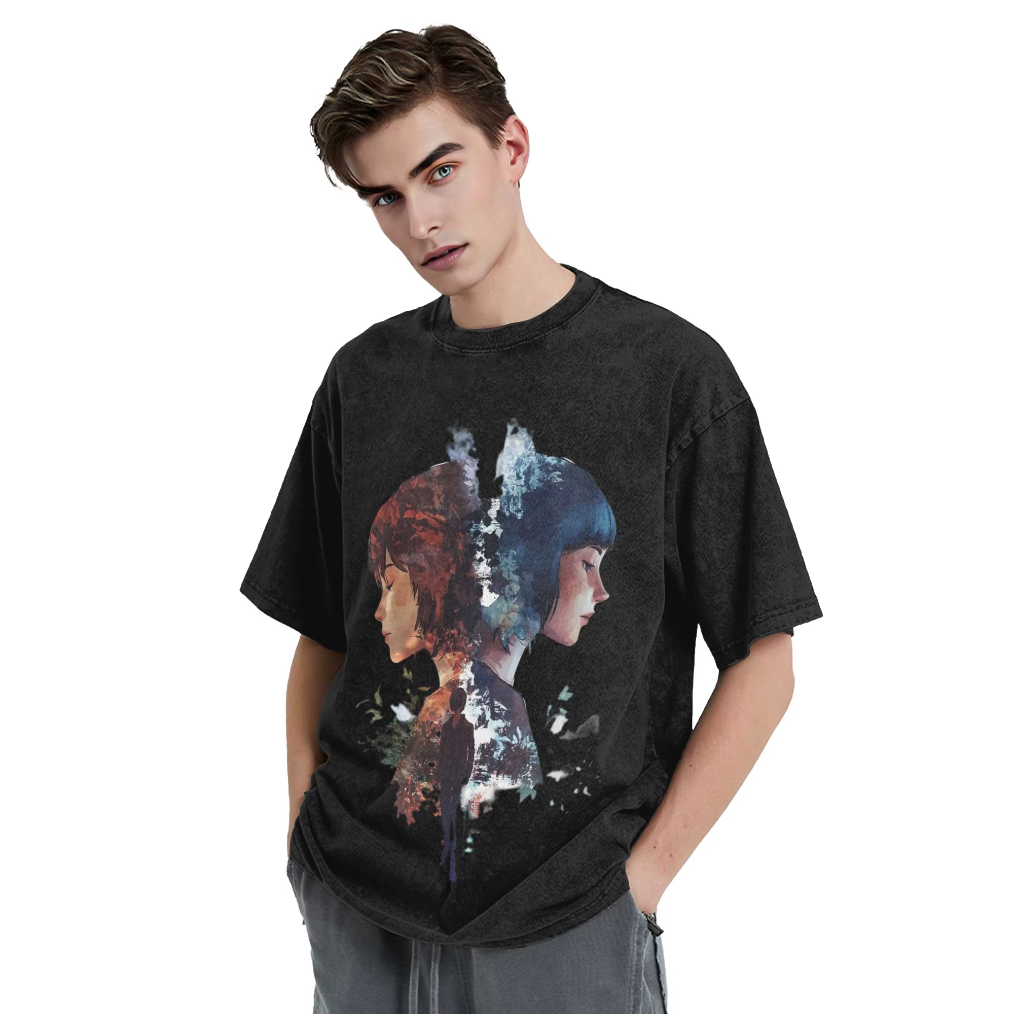 T-shirts Max Chloe Life Is Strange Hip Hop délavés à manches courtes oversize pour hommes et femmes
