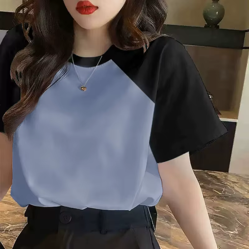 T-shirt à manches courtes en pur coton Raglan Unique pour femmes