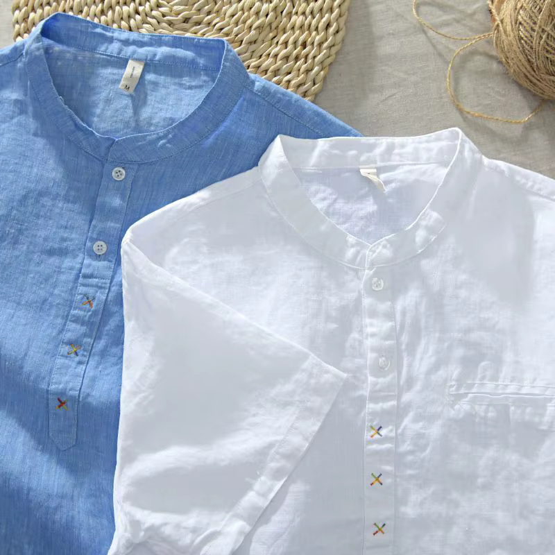 T-shirt d'été en lin pour hommes
