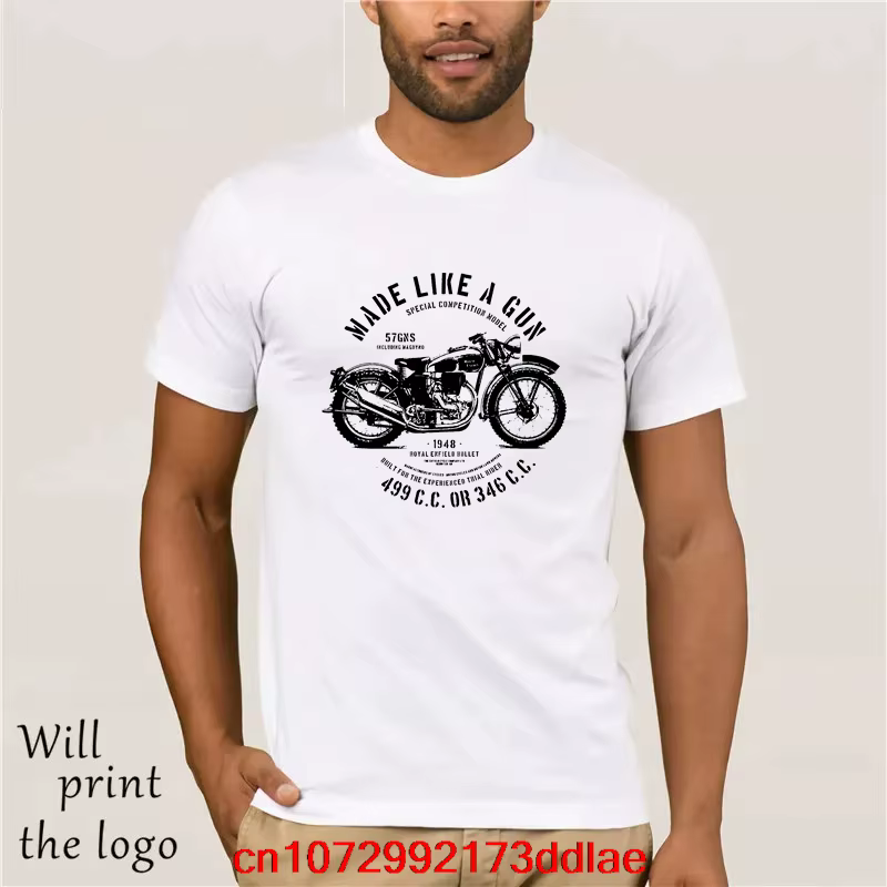 T-shirt homme Royal Enfield Bullet 1948 décontracté col rond ample été T-shirt pour hommes