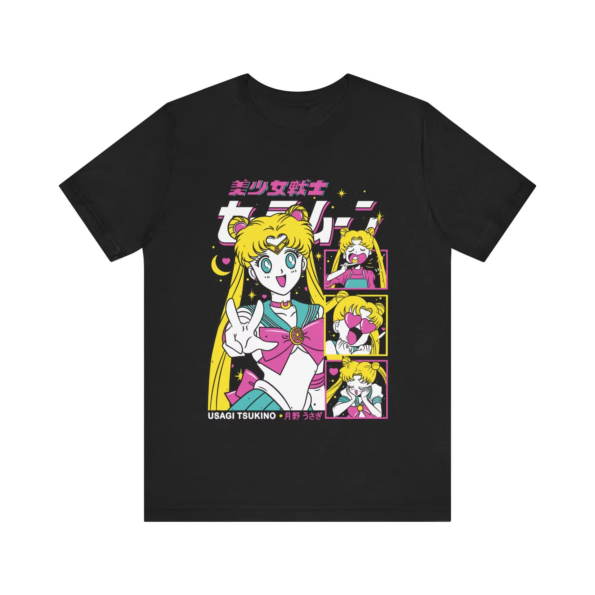 T-shirt graphique rétro Sailor Moon des années 90, t-shirt d'été unisexe en coton ample et respirant