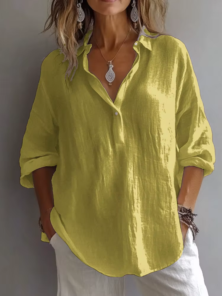 Chemise blanche en mélange de lin pour femmes