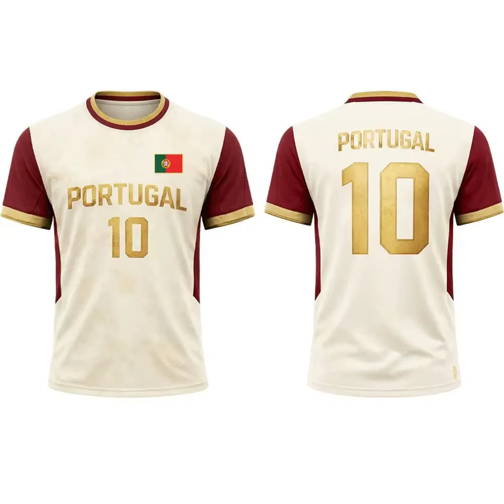 T-shirt de football du Portugal, édition couleur, impression 3D, respirant, séchage rapide, style familial pour enfants et adultes, entraînement en plein air, sport, fitness