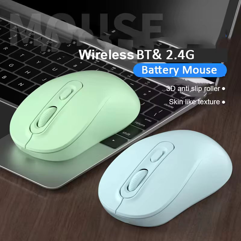 Souris sans fil, souris optique ergonomique compatible Bluetooth 2.4G, souris d'ordinateur pour ordinateur portable, PC, ordinateur portable, souris sans fil à batterie