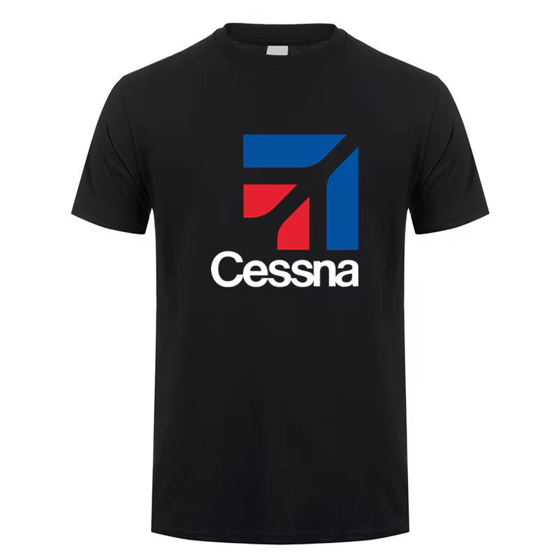 Cessna Logo T Shirt Summer Men Cotton Short Sleeve Aircraft Manufacturer T-shirts Funny Tshirt Man Tops Tee LH-678