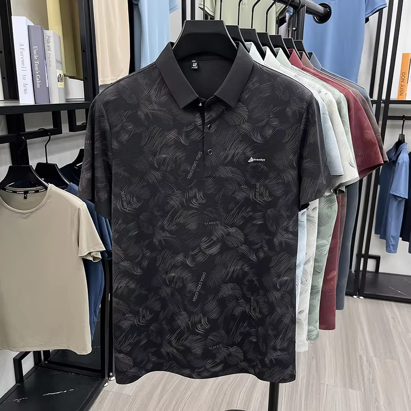 Polo brodé et imprimé avec logo minimaliste pour hommes