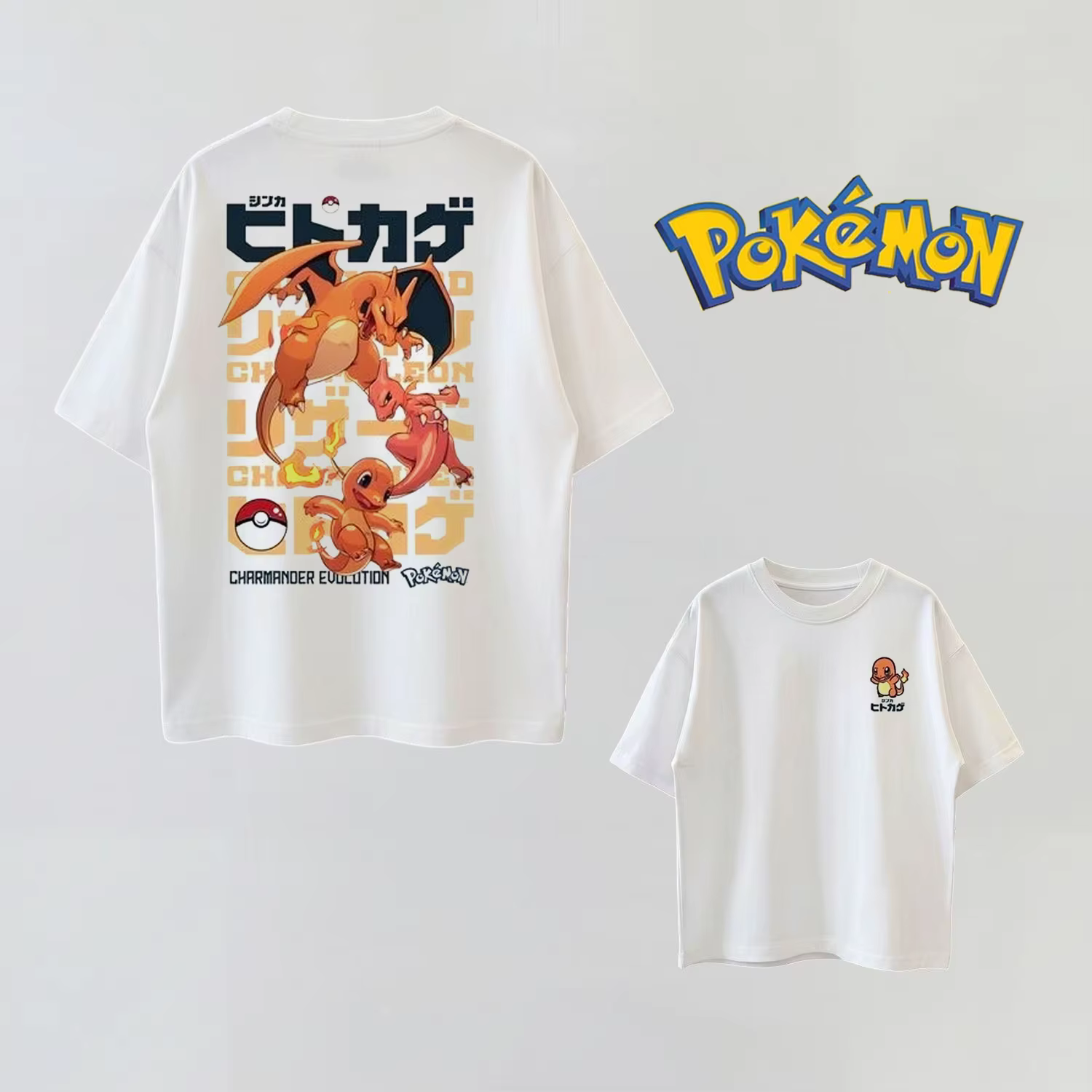 T-Shirt d'été en coton à manches courtes pour hommes, femmes et enfants, tenue décontractée, rétro, assortie à la famille, Anime Pokémon Cosplay