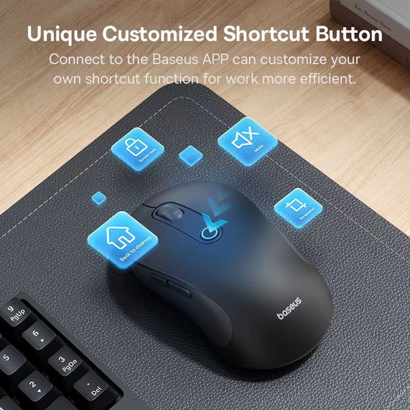 Baseus F02 souris sans fil Bluetooth 5.2 2.4G 4000DPI ergonomique 7 boutons muets souris pour iPad MacBook tablette ordinateur portable souris