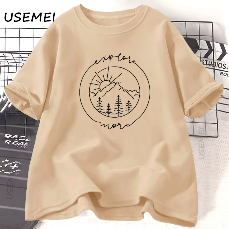 Explorez plus T-Shirt pour femmes décontracté Camping à manches courtes
