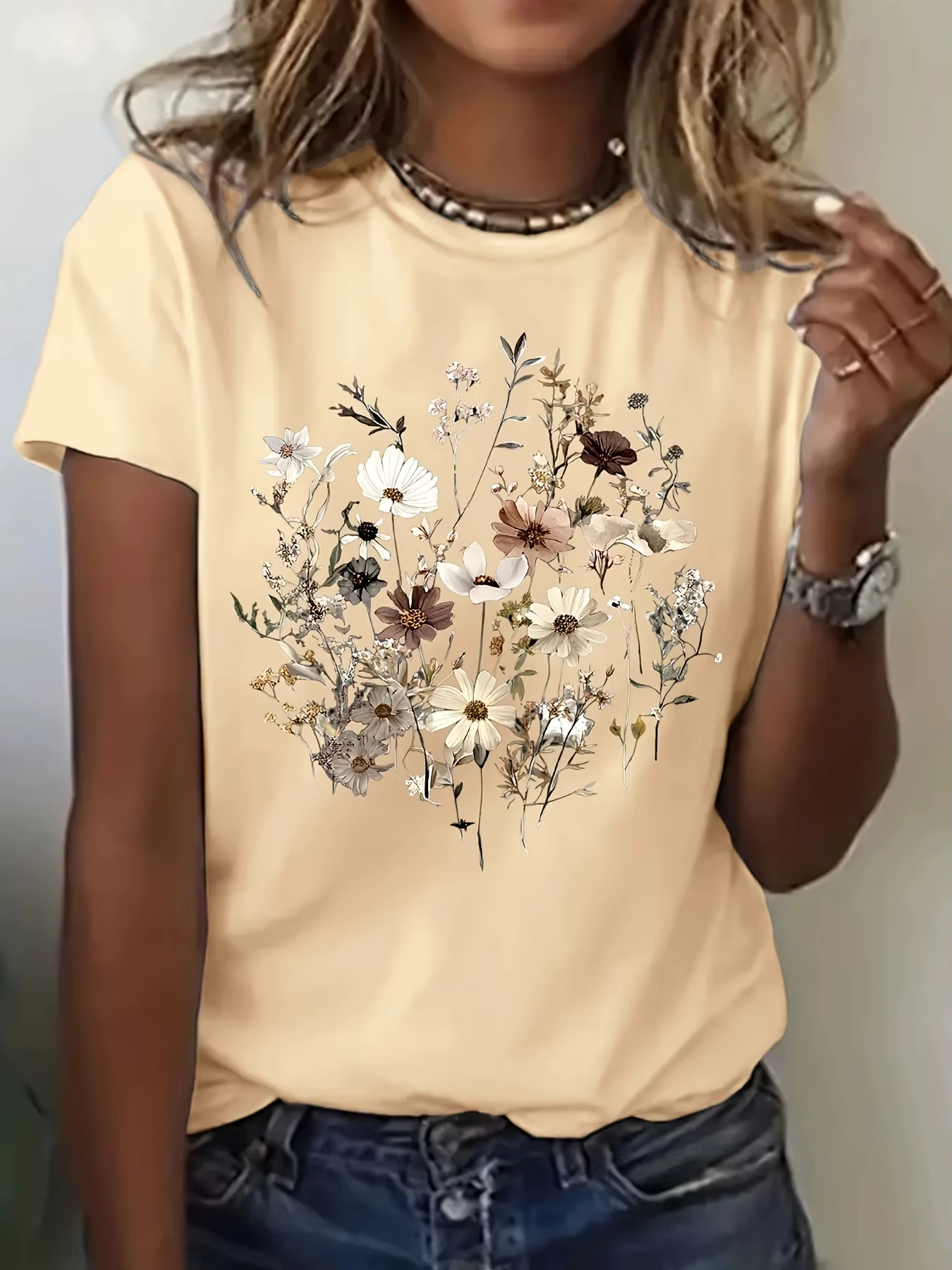 T-shirt à col rond pour femme
