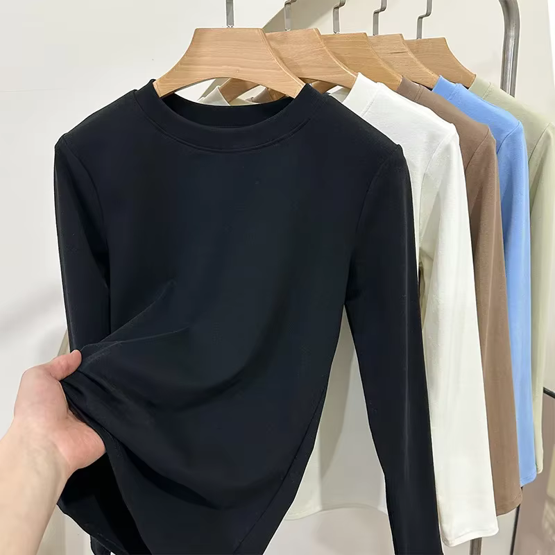 T-shirt en coton à manches longues pour femme