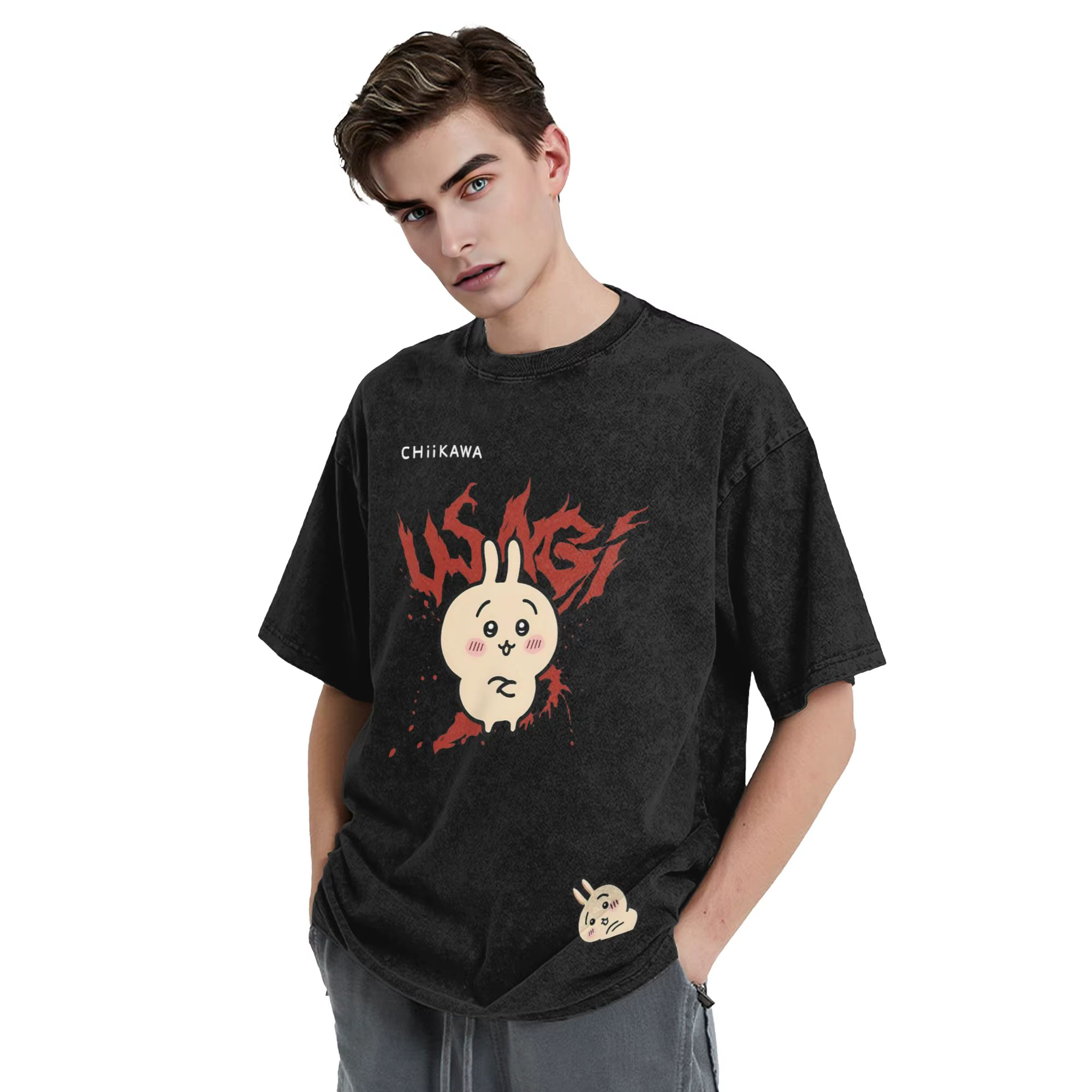 T-shirt délavé Kawaii Chiikawas