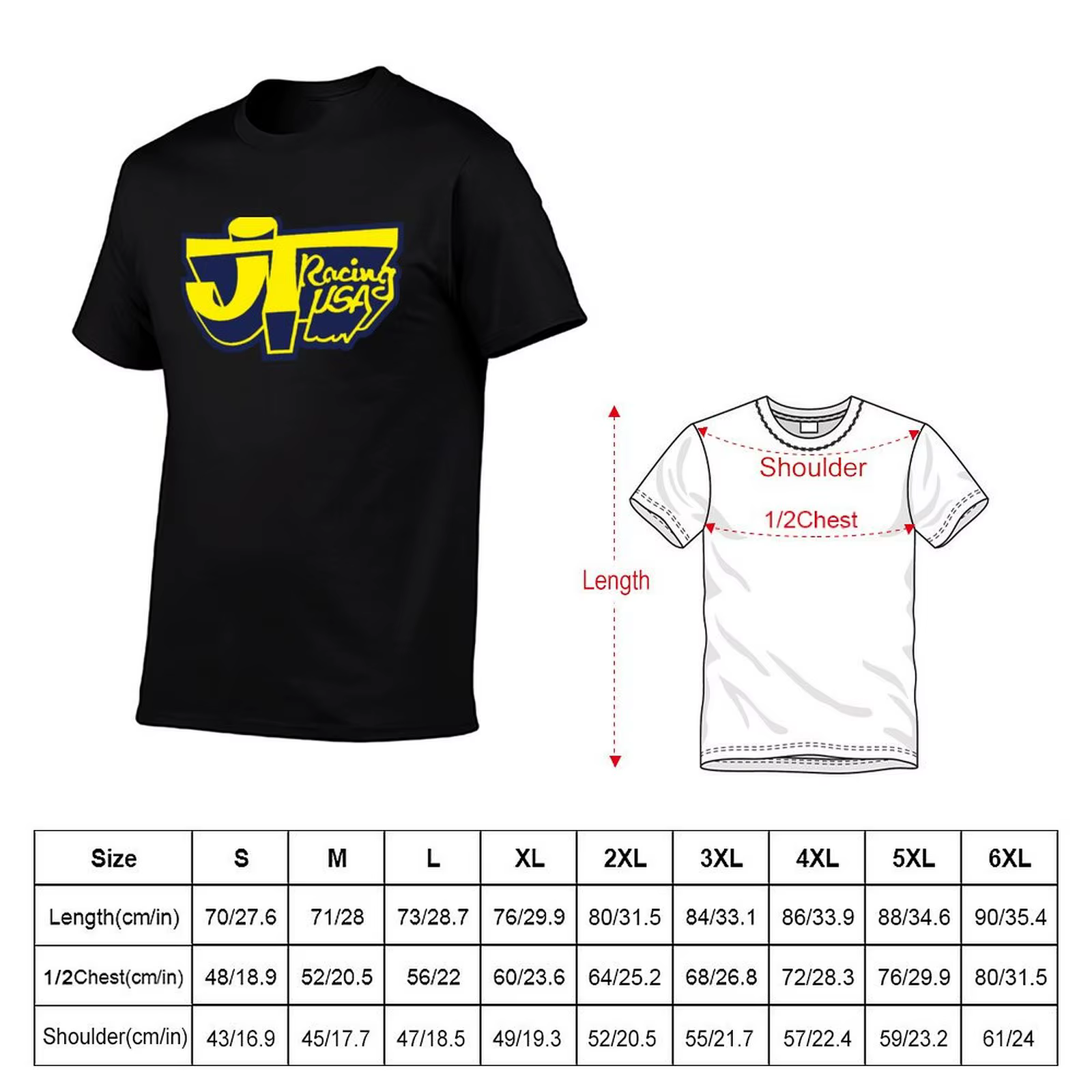 JT Racing-T-shirt BMX pour homme, vintage, jaune/bleu, Old School, USA