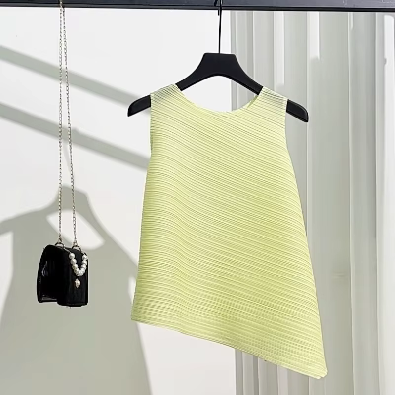 T-shirt Miyake été 2026 léger et ample sans manches à col rond