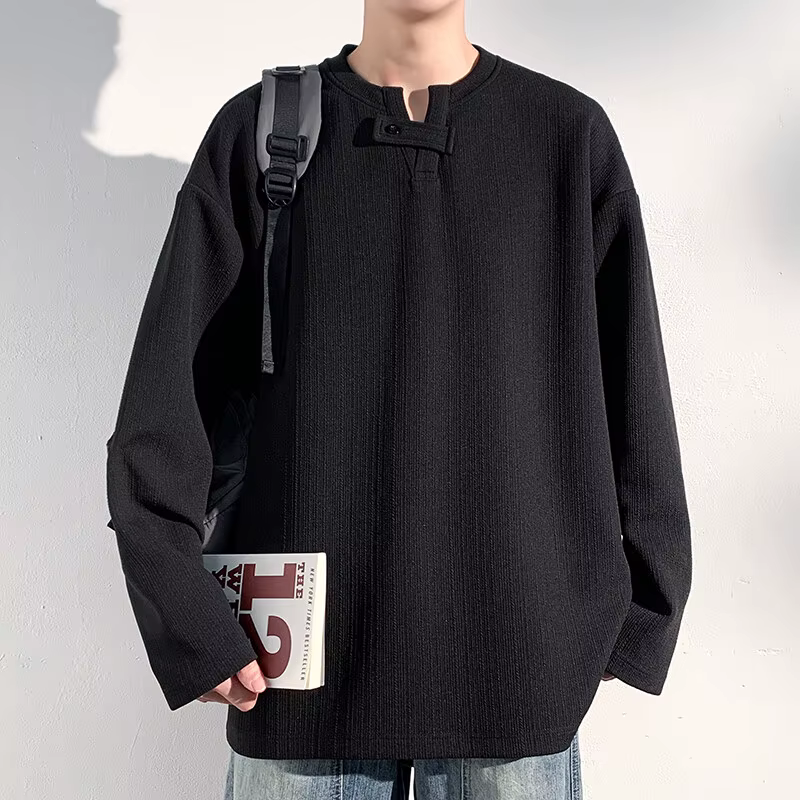 T-Shirt à manches longues et col en v pour hommes