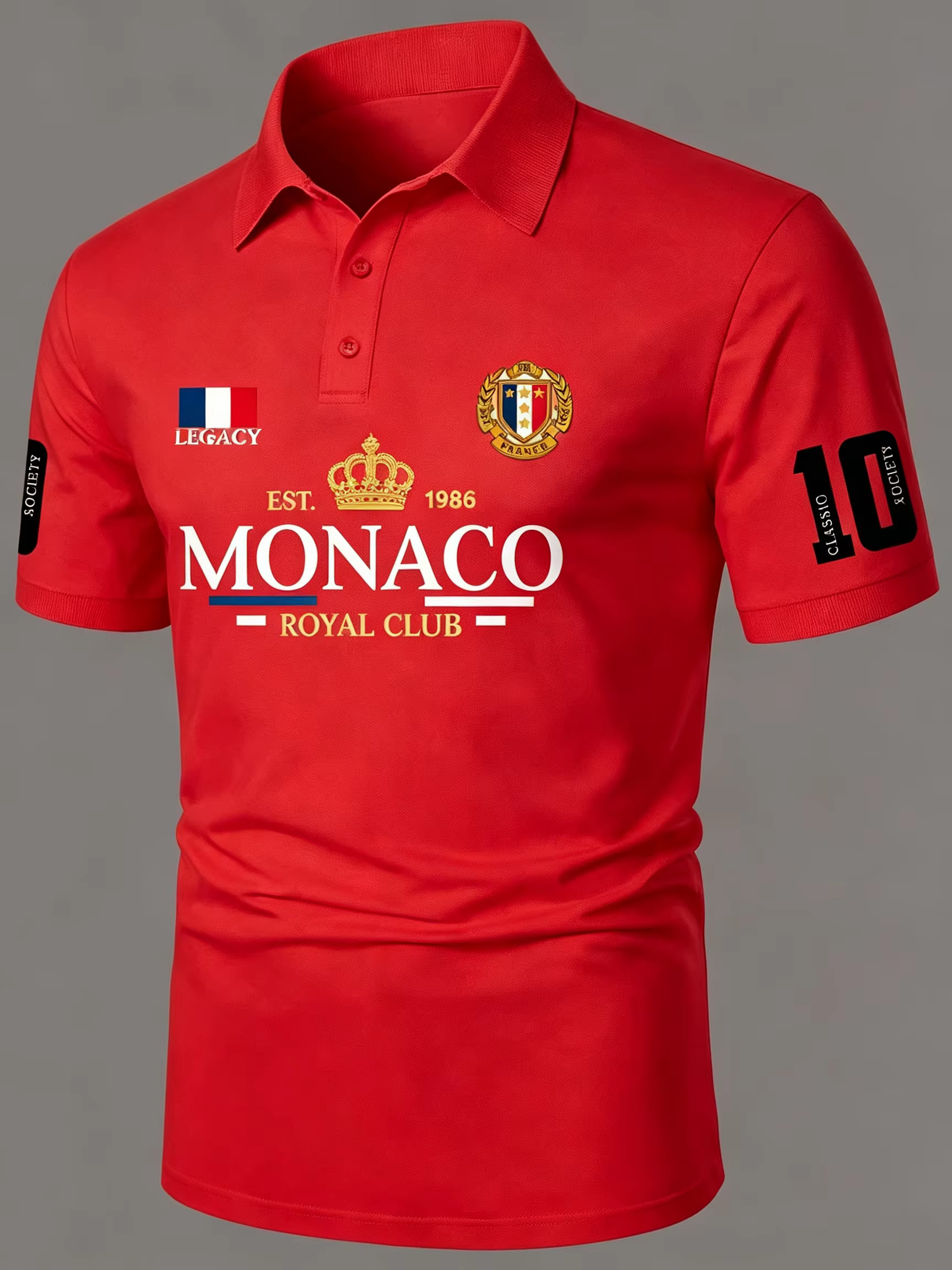 Polo pour homme USANew York Royal Print à manches courtes