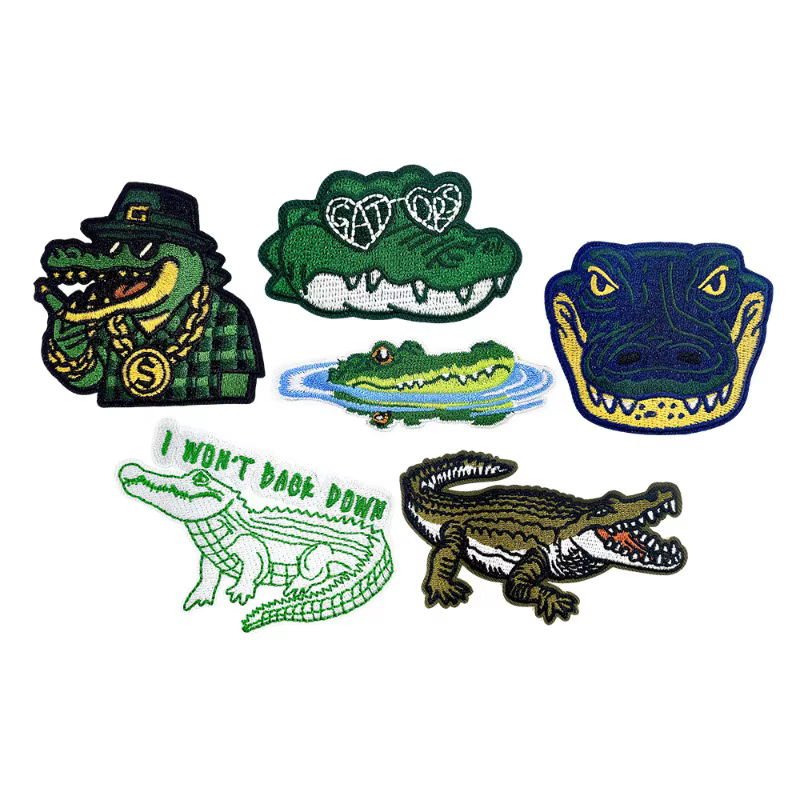 Patchs de badges brodés à repasser, animaux Crocodile de la floride créatifs, pour bricolage, T-shirt, chapeau, sac à dos, vêtements, autocollants appliqués