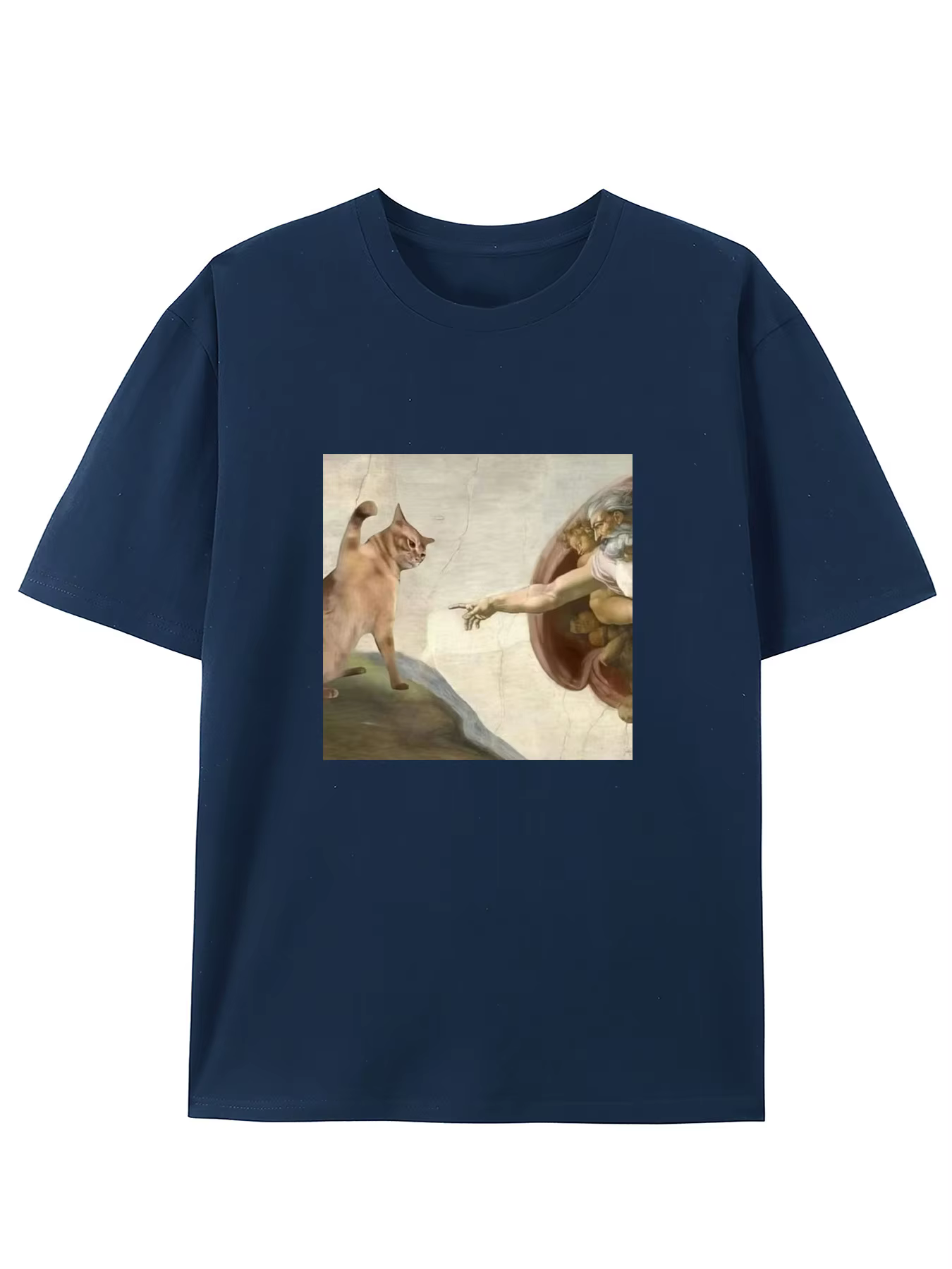 Chat humoristique et Adam Creation parodie graphique T-Shirt décontracté col rond coupe manches courtes pour adulte été