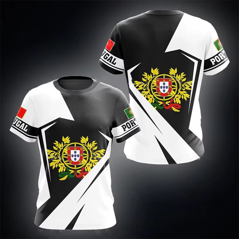 Drapeau du Portugal 3D imprimé T-Shirts hommes femmes décontracté mode Streetwear surdimensionné à manches courtes
