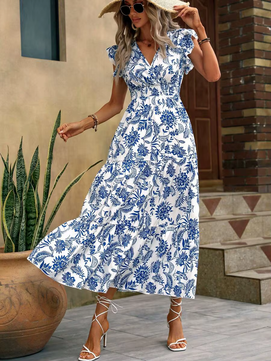 Robe longue bohème à imprimé floral
