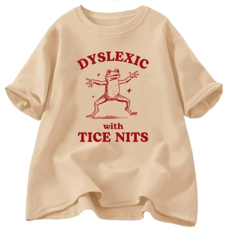 Dyslexique avec Tice Nits t-shirs femmes drôle grenouille t-shirt muet idiot Meme graphique t-shirts Csual à manches courtes femmes vêtements Y2K