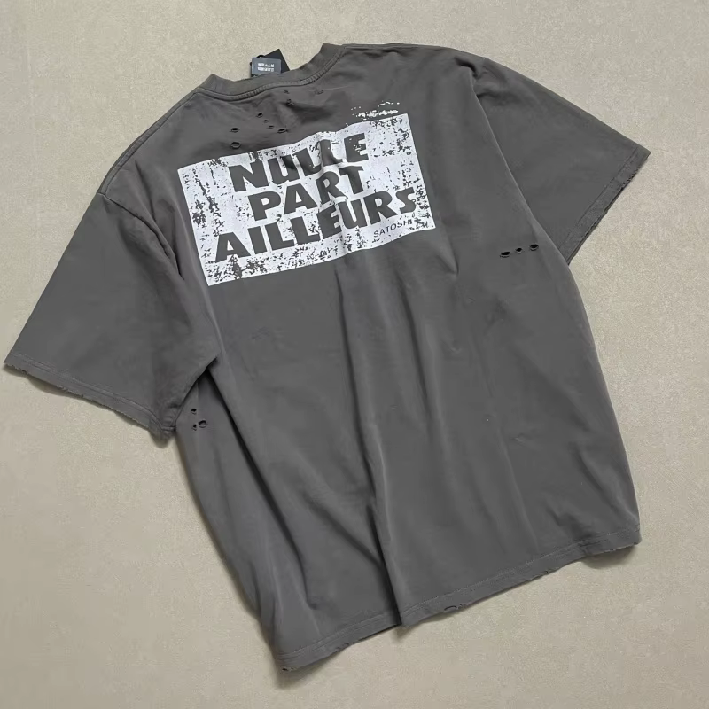 T-shirt vintage déchiré pour homme Satoshi Nakamoto
