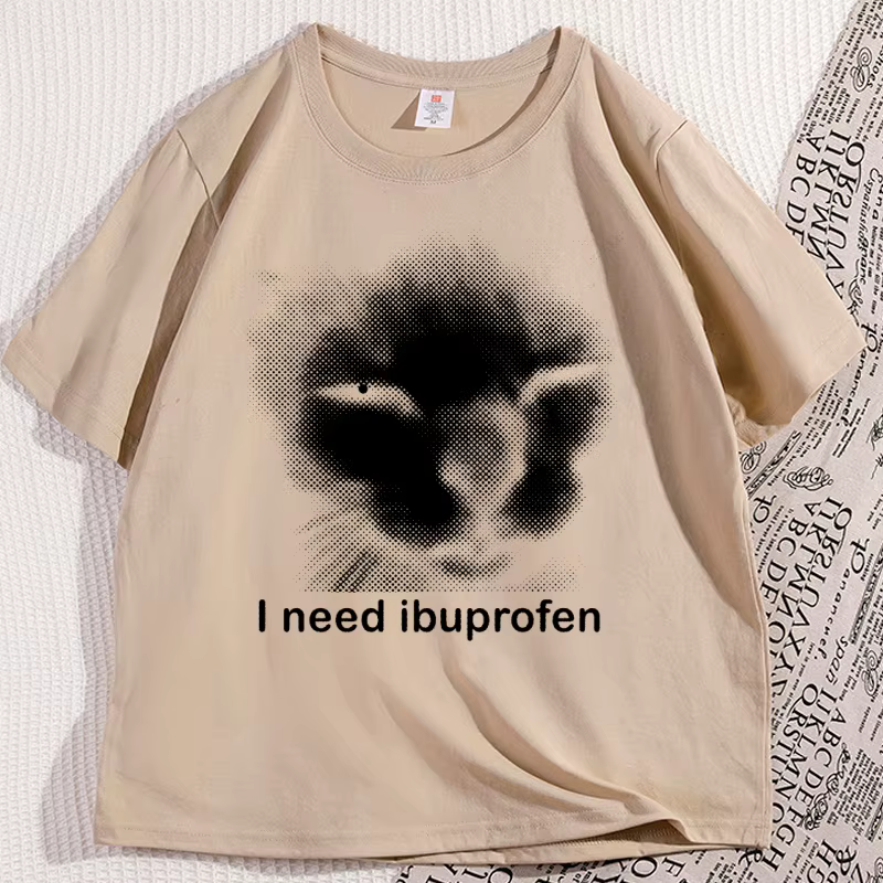 J'ai besoin de T-shirts chat ibuprofen pour homme coton Caual manches courtes drôle Vintage graphique