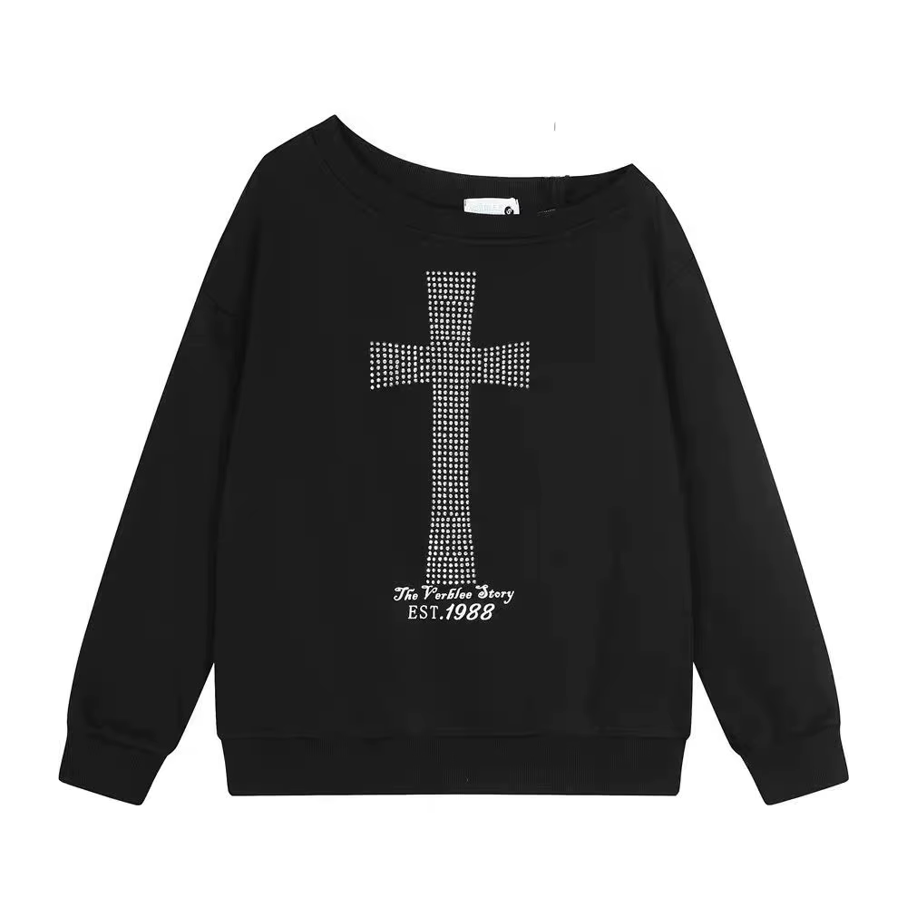 Sweat-shirt à capuche noir à manches longues pour femme