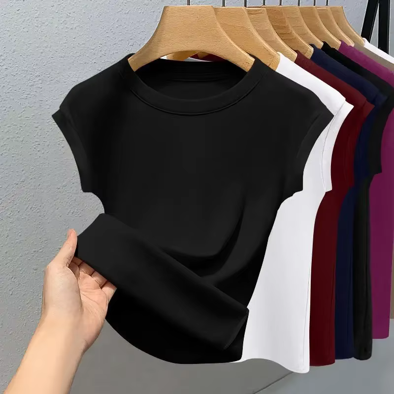 T-shirt sans manches côtelé pour femme