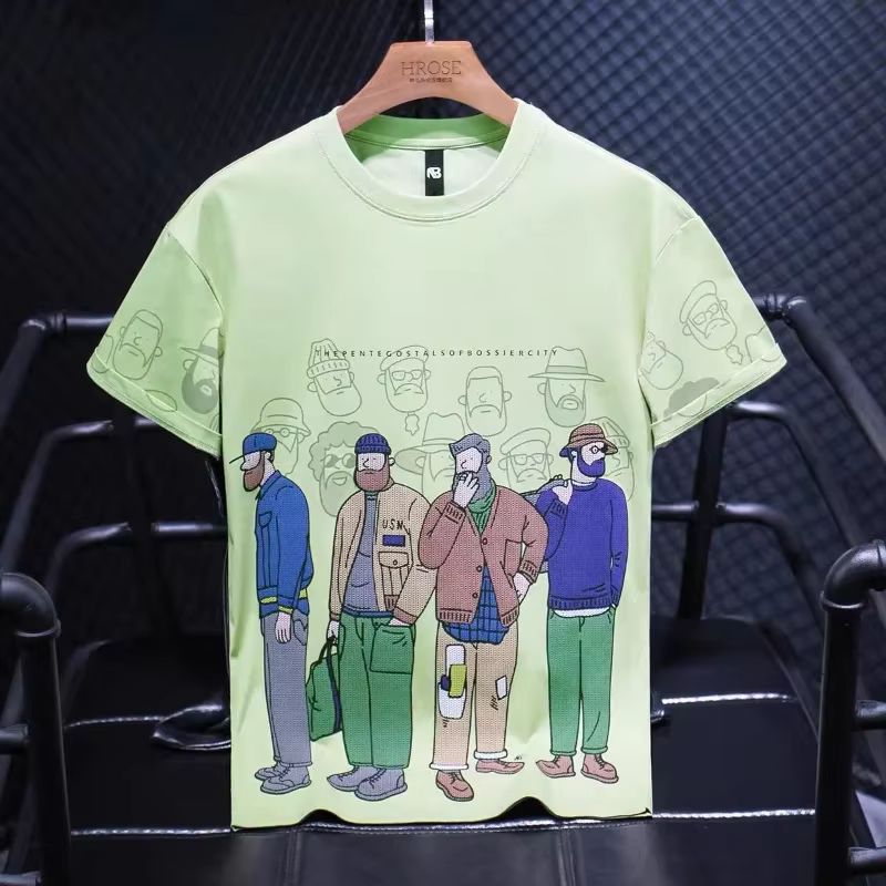 T-shirt vert Kpop pour hommes