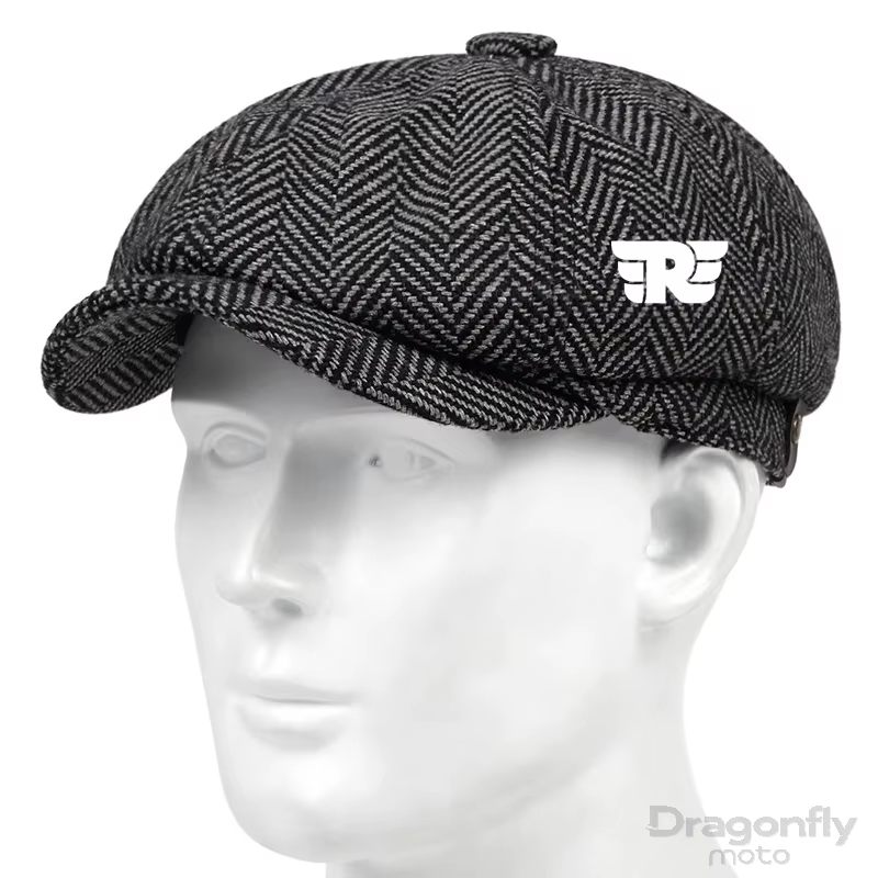 Casquette plate rétro pour homme, logo royal, béret britannique, mélange de laine, vintage, tweed à chevrons, casquette décontractée pour homme, casquette plate pour Royal Enfield