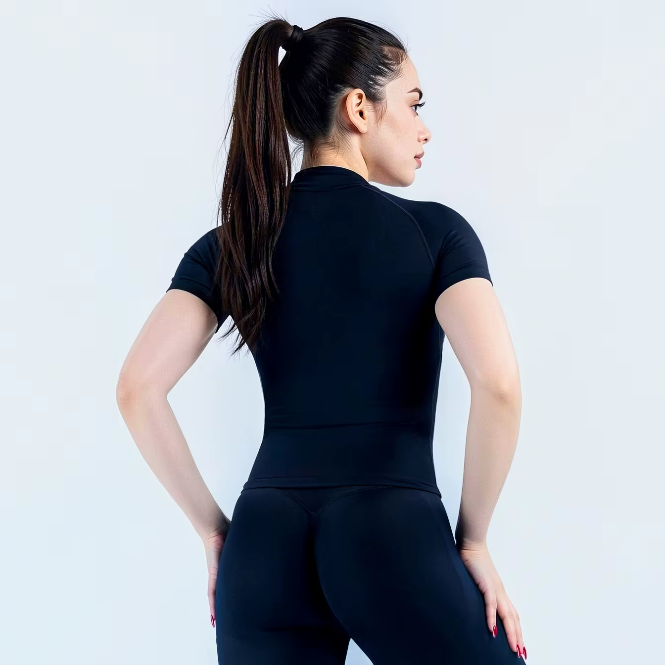 Haut d'entraînement ajusté de haute qualité pour femme - T-shirt de yoga à manches courtes
