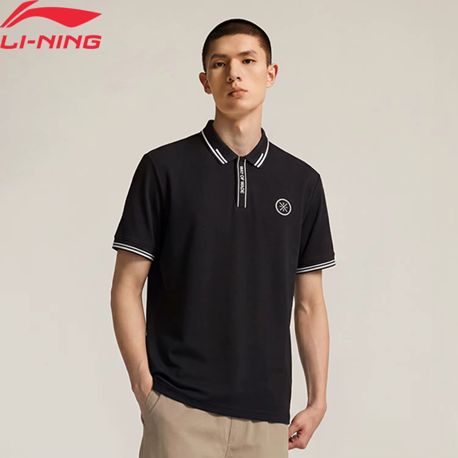 Li-Ning Polo Wade pour hommes LN COOL Protection solaire 69% coton 31% polyester respirant
