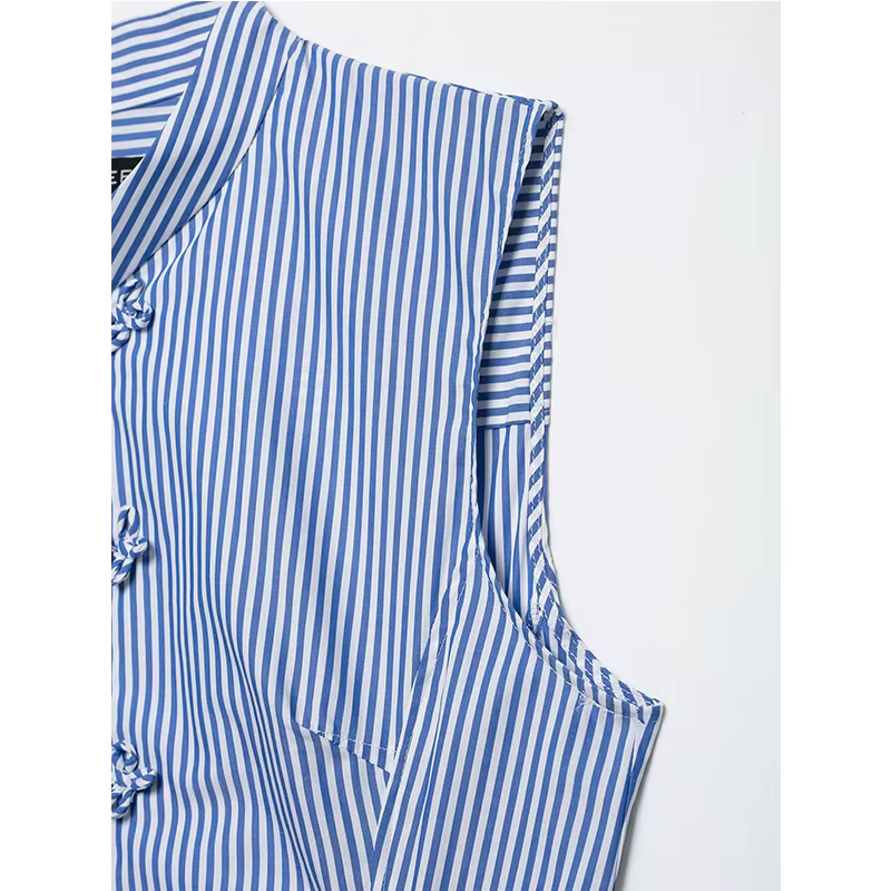 Débardeur Femme Été 2026 Nouvelle Collection Rayé Slim Col Rond Rétro Chic Urbain Élégant Voyage Vacances