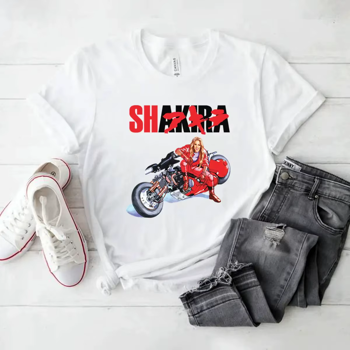 Shakira t-shirt Akira Shotaro Kaneda moto japon Anime T-shirts Manga Tokoyo mode Harajuku drôle surdimensionné hommes T-shirts