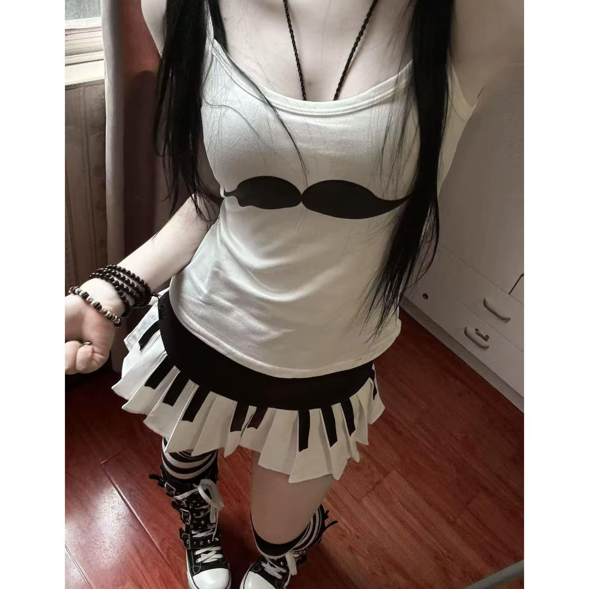 Débardeur japonais Harajuku imprimé moustache pour femme
