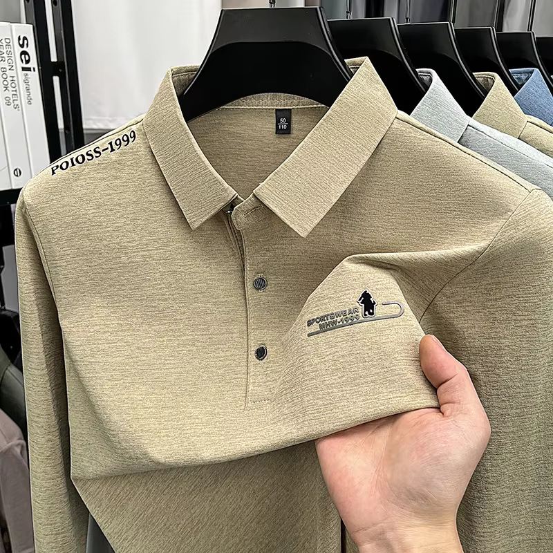 Polo à manches longues pour homme avec logo imprimé