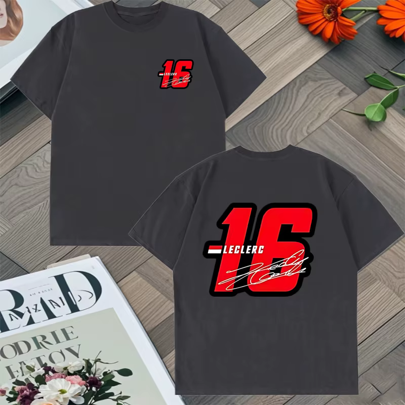 2025 tendance numéro 16 Charles Leclerc Racer graphique lâche t-shirt hommes femmes coton été Hip Hop à manches courtes unisexe t-shirts