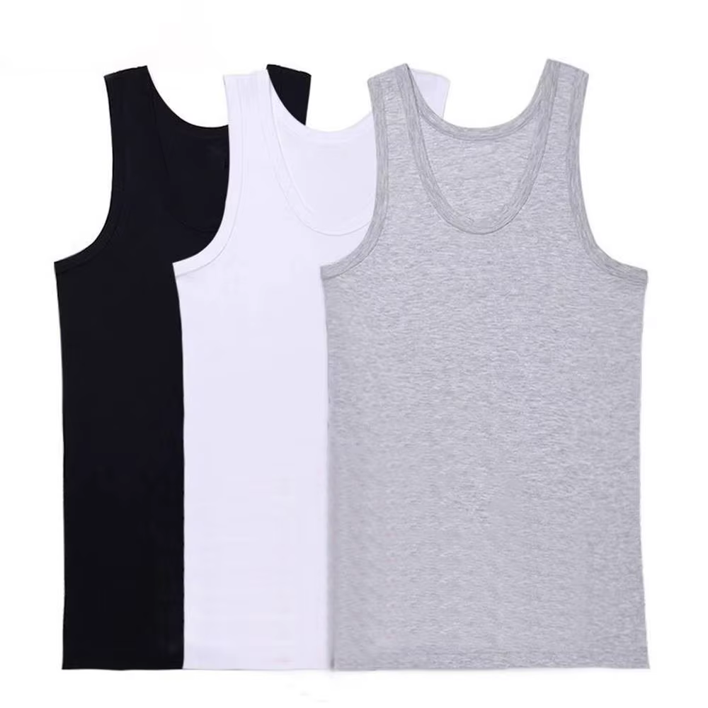 100% pur coton blanc gris noir hommes débardeurs été grande taille Singlets Fitness