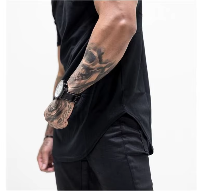 T-shirts de course unis hommes décontracté coton Patchwork maille chemises Sumemr vêtements de sport respirants gymnase