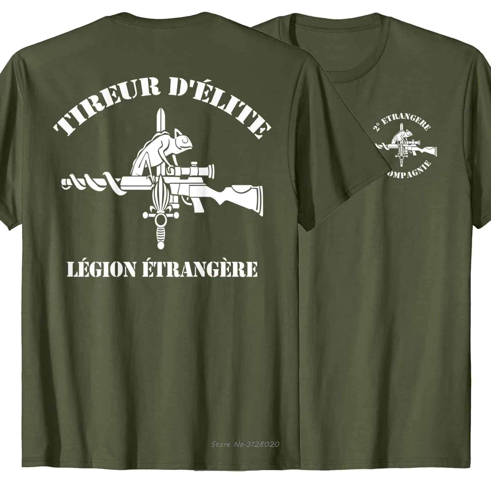 T-shirt de tireur des forces spéciales de la Légion étrangère française. Été coton à manches courtes col rond hommes
