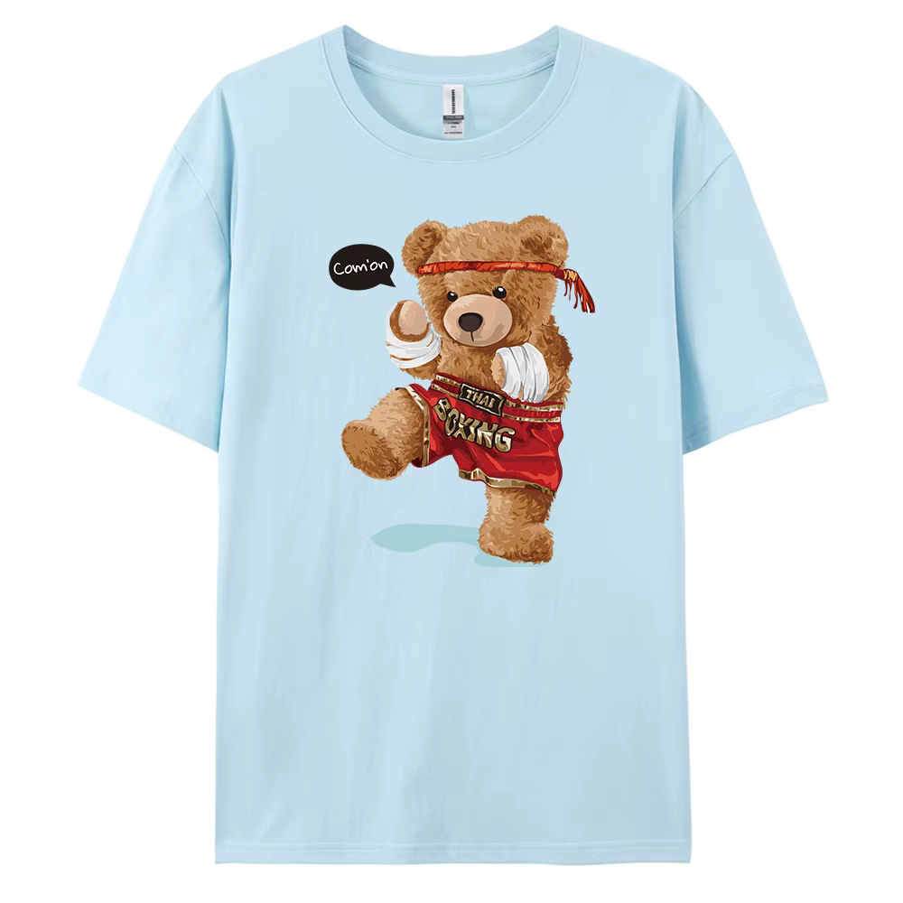 Bear-T-shirt Décontracté à Manches Courtes pour Homme