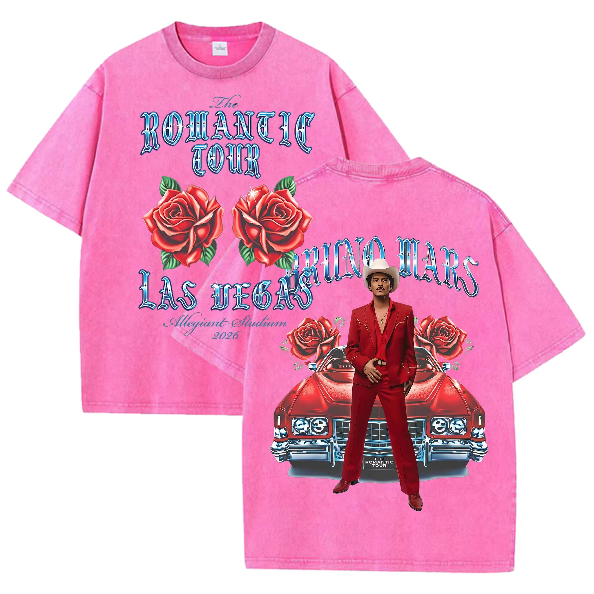 T-shirt vintage délavé Bruno Mars The Romantic Tour Las Vegas 2026